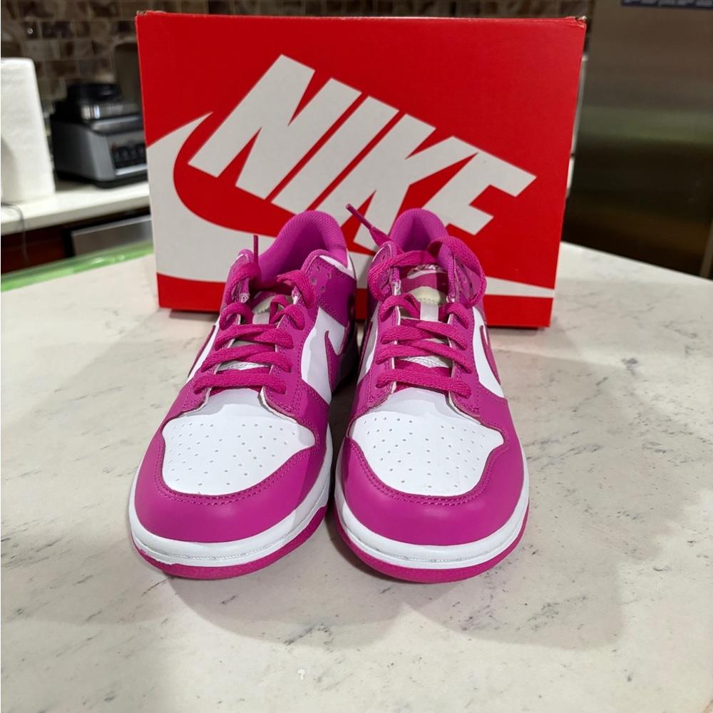 Nike Dunk Low Active Fuchsia Pink White Shoes FJ0704-100 (GS) - Picture 3 of 12
